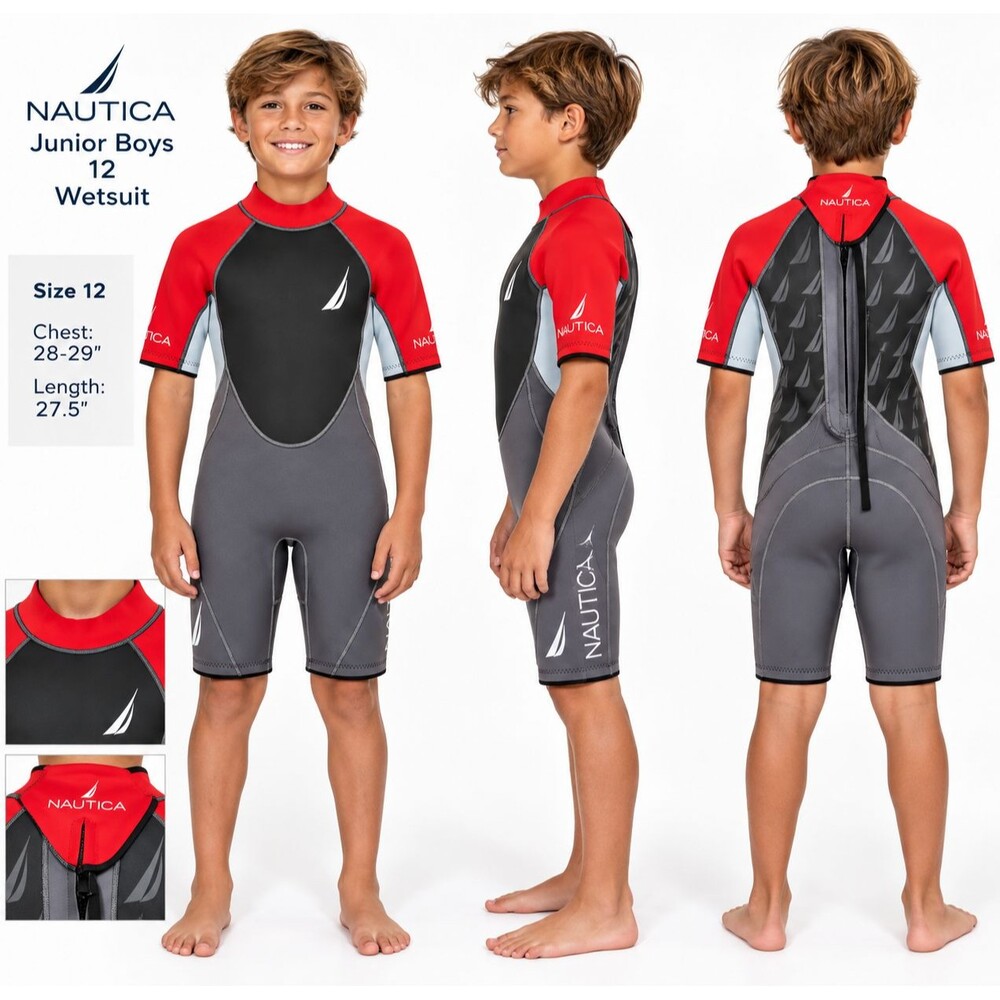 NAUTICA WETSUIT SHORTY SHORTIE SAIL SURF SCUBA DIVE SWIM JUNIOR SIZE 12